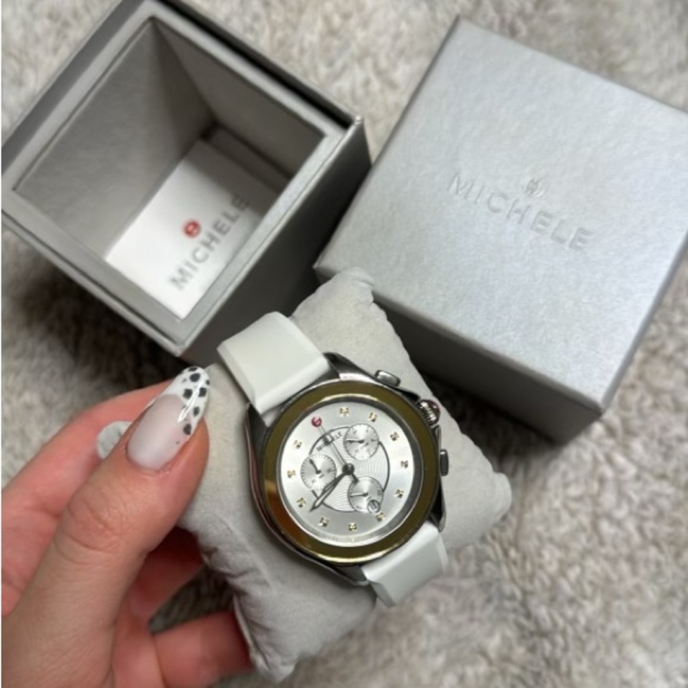 Michele White and Silver Watch Timepiece